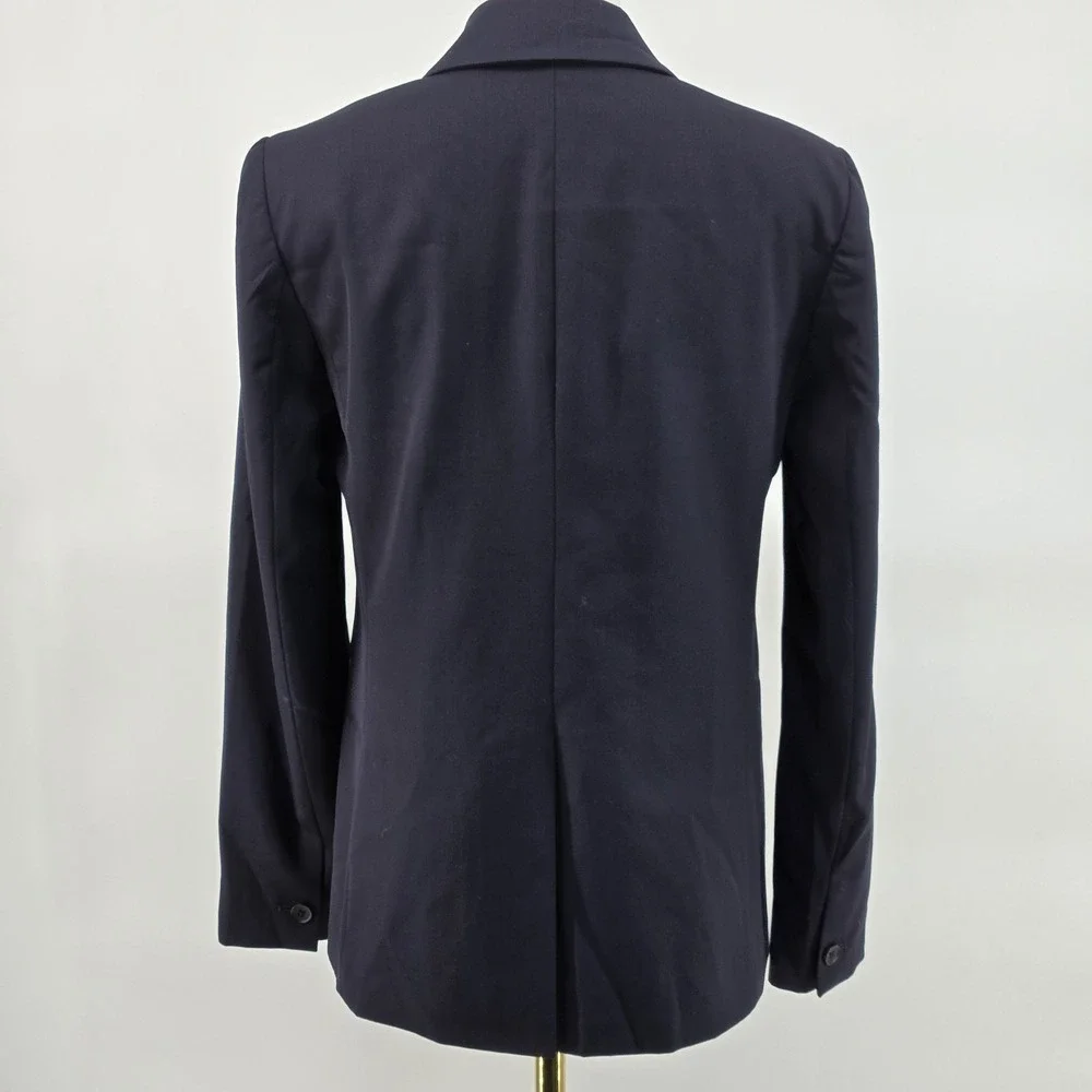 Everlane Blazer Womens 4 Blue Slim Fit‎ One Button Wool Shell Lined Jacket